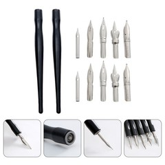 2 Sets Cartoon Dip Pen Nib Holders Reusable Plastic Metal Drawing Accessories