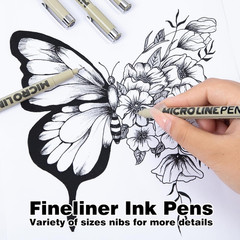 12-Pack Micro-Pen Fineliner Ink Pens for Art and Technical Drawing