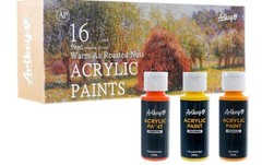 (16) 2 Ounce Bottles Artkey Warm & Roasted Nuts Acrylic Paint Set