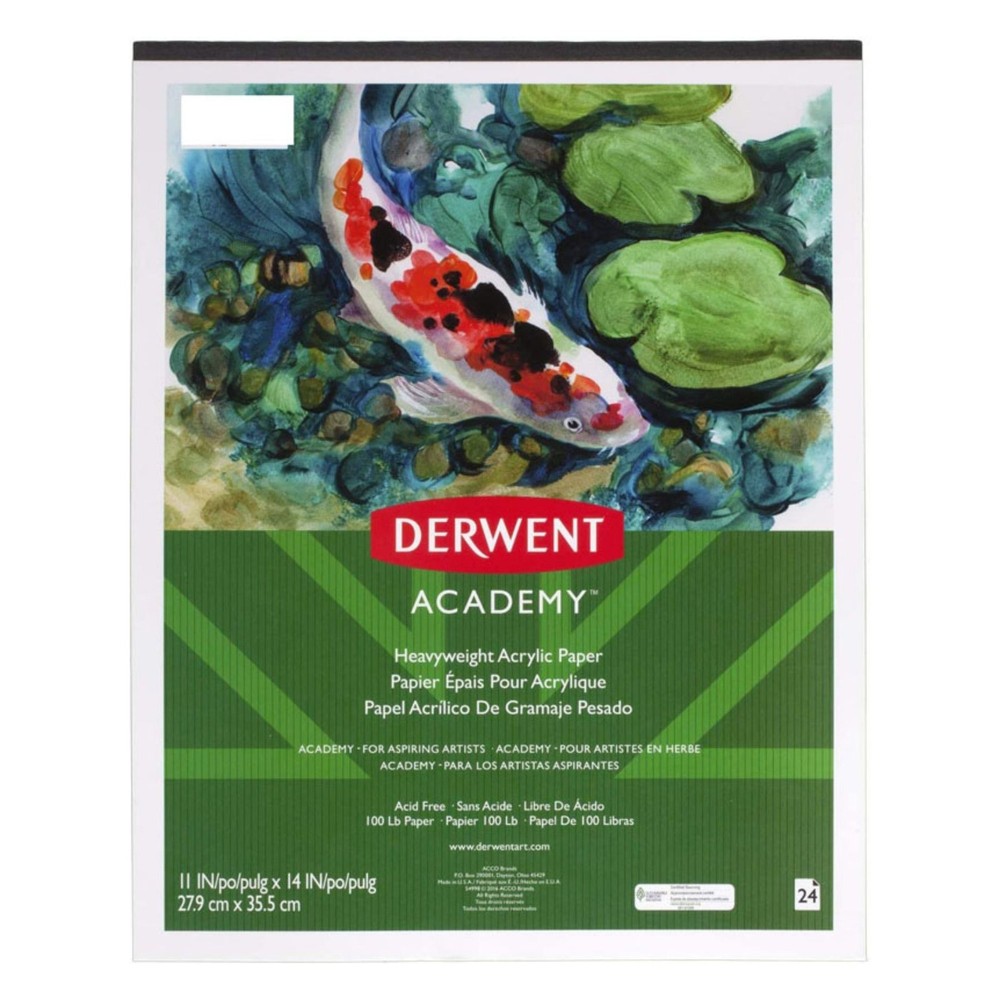 Derwent Academy Acrylic Paint Pad (54996/54998): 11 in. x 14 in. (White) *24 she