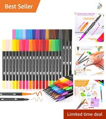 Vibrant 36 Color Brush and Fine Point Markers – Perfect for Adult Art Projects