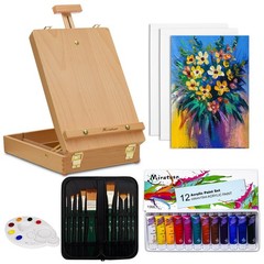 Deluxe Art Supplies 27 Pieces Art Set with Tabletop Easel, 12 Colors Acrylic …