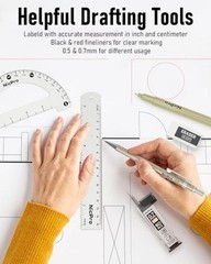 20PCS Professional Geometry Set with Case, Drafting Tools with Protractor and
