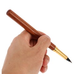 Solid Wood Brush Calligraphy Practicing Pens Painting Refillable Fountain