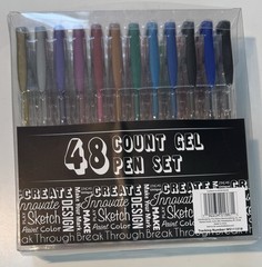 48-count gel pen set with assorted colors for drawing, sketching, and art design