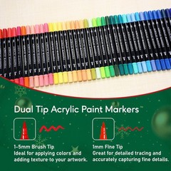 72 Colors Acrylic Paint Markers Dual Tip Fine Brush for Art DIY Craft Painting