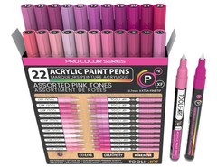 Acrylic Paint Pens 22 Pink Tones Assorted Color Series Markers Set 0.7mm Extr…