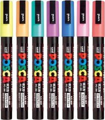 Uni Posca Paint Marker Pen, Fine Point, Set of 7 Natural Color (PC-3M