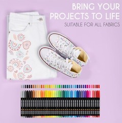 40 Fabric Markers Pens Set – Non Toxic, Indelible & Permanent, Fine Point (NEW)