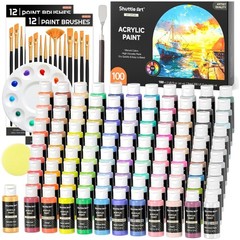 Large 127-Piece Acrylic Paint Set with Brushes & Palette