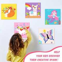 Kids Paint by Number Kits Including 6 Pre-Drawn Canvas for Painting, 6 Brushes 1