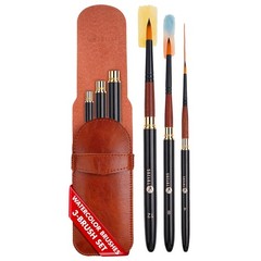 3 PCS Black Artist Paint Brushes Professional Watercolor Acrylic Nylon Hair