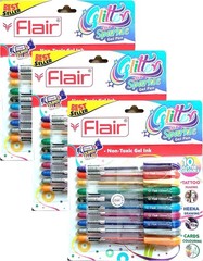 Xtra Sparkle Glitter Gel 10 Colours Xtra Sparkle Gel Pen by Flair 3 Pack
