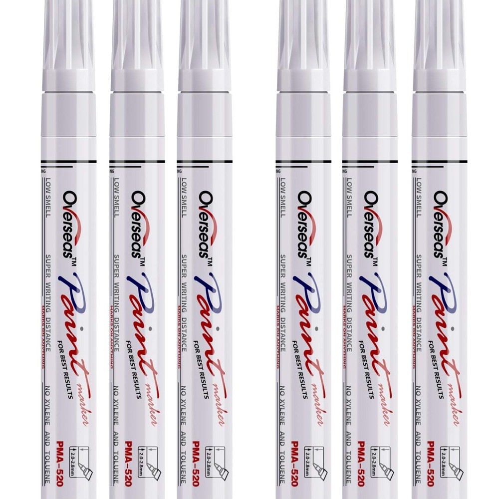 White Paint Markers Pens – Single color 6 Pack Permanent Oil Based Paint Pen,…