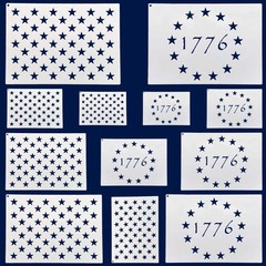 WISYOK American Flag 50 Star Stencils and 13 Stars 14.82 x 10.58 inch, white