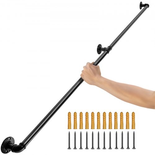 Pipe Stair Handrail, 4FT Staircase Handrail, 440LBS Load Capacity Carbon Ste…