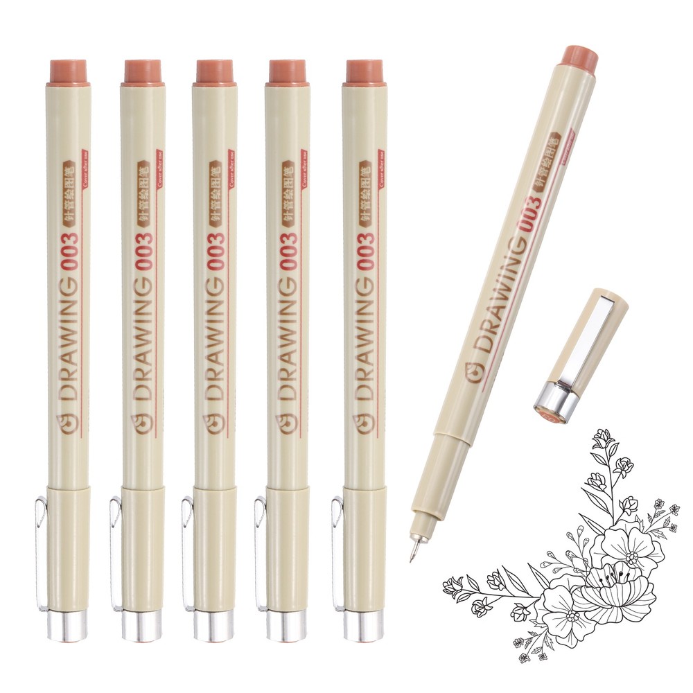 6Pcs 0.15mm Fineliner Ink Pens(Brown)