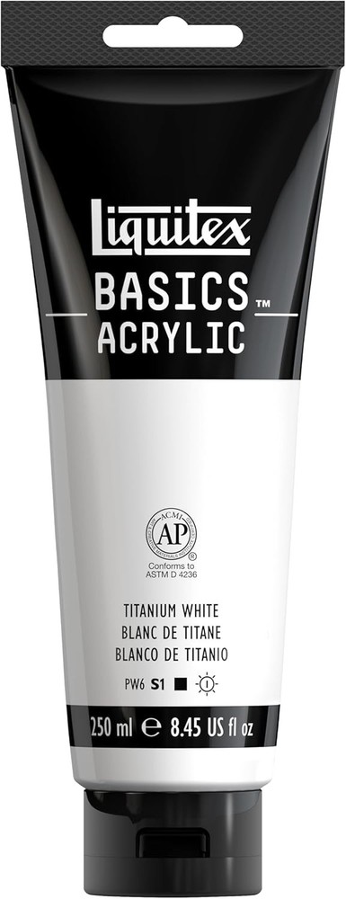 8.5-oz BASICS Acrylic Paint Tube – Medium Viscosity Titanium White for Painting