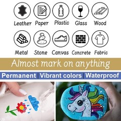 Overseas Paint Pens Paint Markers, 6 Colors Oil Based Permanent Markers, Medi…