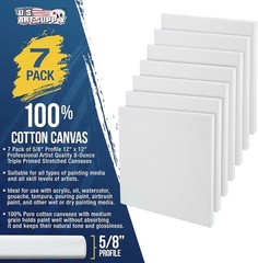 12″ x12″ Stretched Canvas for Painting Super Value 7-Pack – Triple Primed Pro…