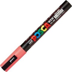 Uni Posca PC3M.66 Water-Based Paint Marker, Fine Point, Coral Pink