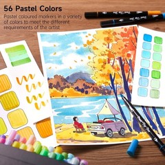 Vibrant 56-Piece Pastel Brush Pens Set with Dual Tip – Perfect for Art Lovers