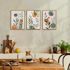 Wodkwq 3 Piece boho Abstract Botanical Canvas Wall Art Framed,Minimalist Wate…