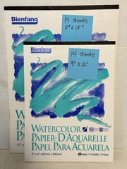 Bienfang 538 Watercolor LOT of 2 Sketch Pad 9×12; 11×15 28 sheets