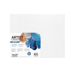 Artist Canvas Panel, 100% Cotton Acid Free White Canvas, 16″X20″, 3 Pieces,