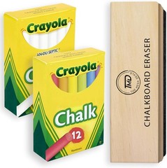 Chalkboard Chalk and Eraser Set, 24 Pack 1 Count (Pack of 24), Assorted