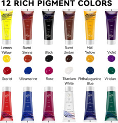 Deluxe Art Supplies 27 Pieces Art Set with Tabletop Easel, 12 Colors Acrylic Pai