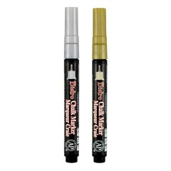 Marvy Bistro Marker 2 Pack Chalk Pen Gold and Silver Erasable Signage