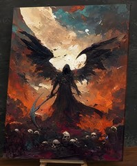 Grim Reaper Paint by Number Kit 16×20 Dark Angel Gothic Halloween Canvas DIY