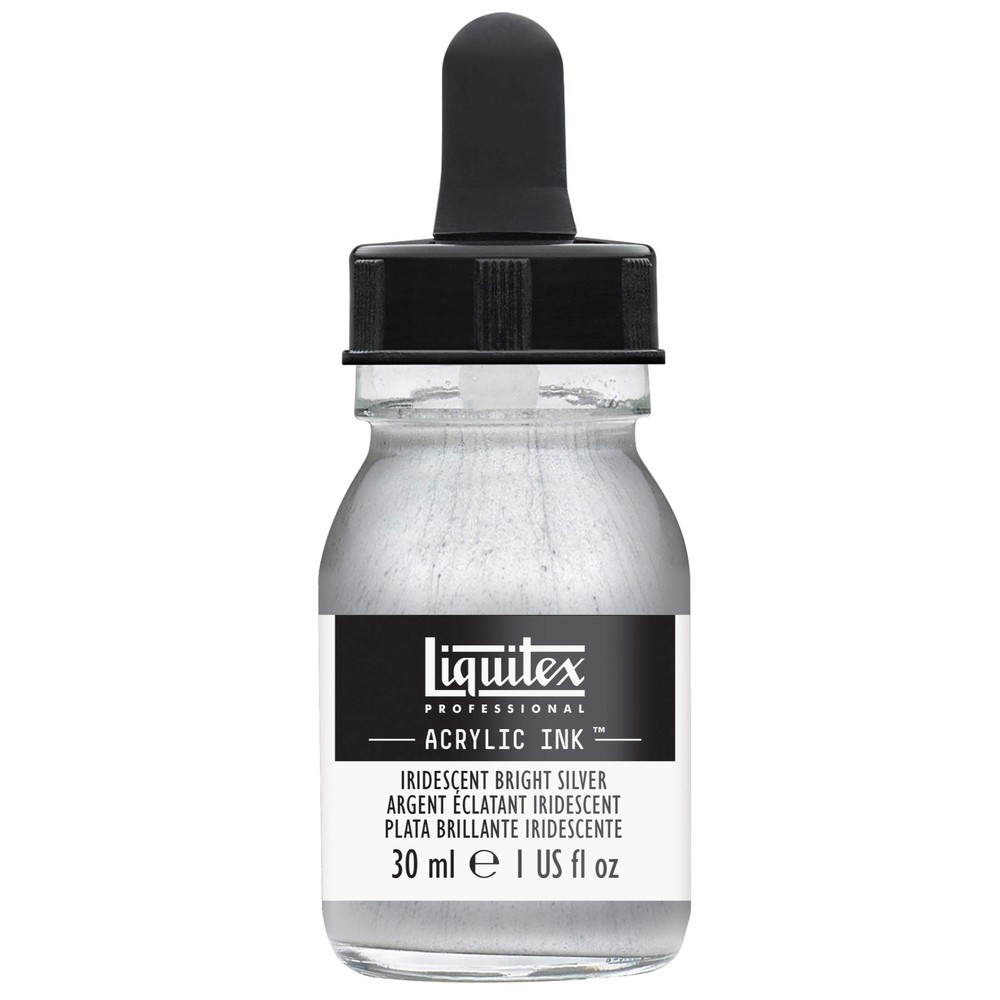 Professional Acrylic Ink 1-oz 30ml Jar Iridescent Bright Silver