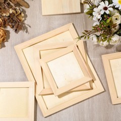 Wood Canvas Boards Unfinished Wooden Panel Assorted (3 Sizes), Brown