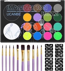 Deluxe Face Paint Kit for Halloween & Cosplay – 18 Pigmented Colors and Brushes