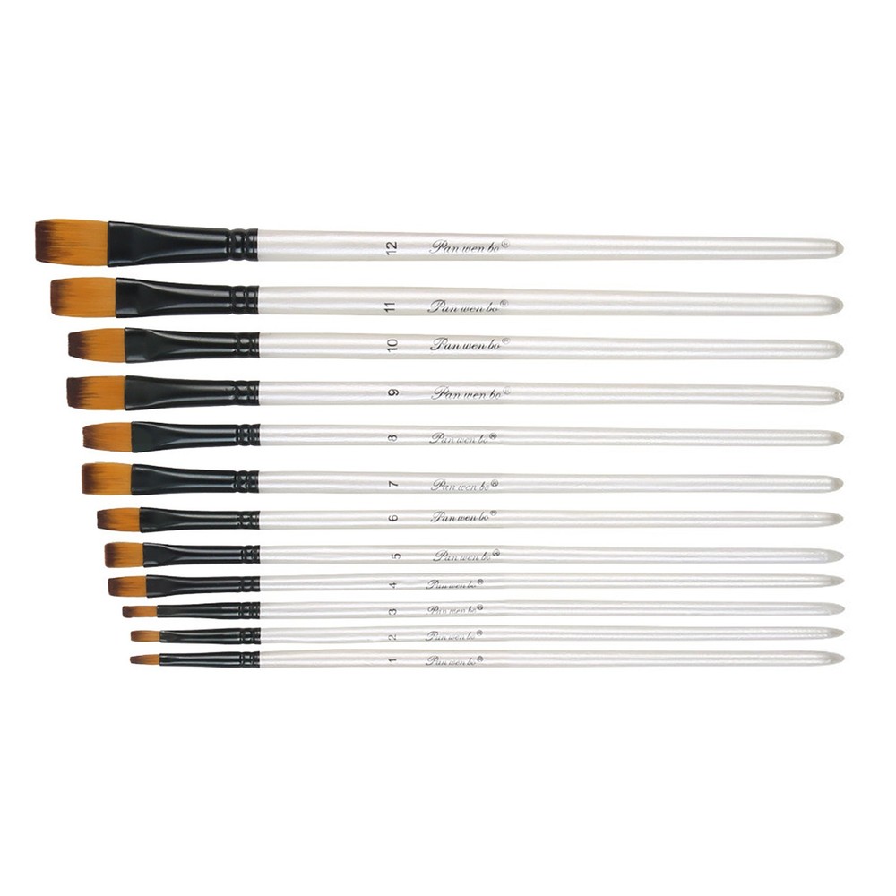 12Pcs Nylon Wool Artist Paint Brushes Fit For Watercolour Acrylic Gouache Tool