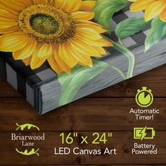 Briarwood Lane Summer Canvas Art 24×16 Checkered Sunflowers For Summer Large