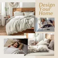 100% Duvet Cover Set, 3 Pieces Belgian Flax Breathable Bedding, 1 Queen Linen