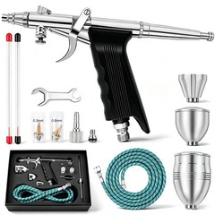 Krismose Airbrush Kit Dual-Action Portable Airbrush Gun Painting Set Air-001