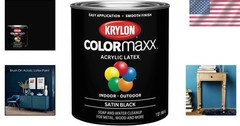 ColorMaxx Satin Black Acrylic Paint for Indoor/Outdoor Projects – 1 Qt.