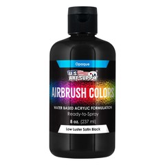 U.S Art Supply Low Luster Satin Black Airbrush Paint 8 oz Ready to Spray Acrylic
