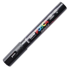 Posca Markers, Paint Marker, Black Paint, 5BR Brush Tip, Acrylic, Opaque, Pitch