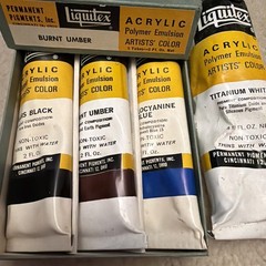 Vintage Permanent Pigments Liquitex Acrylic Artist’s Color 3 Tubes & Lg White
