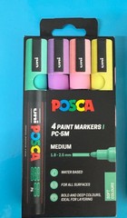 Uni Posca 4 pack Paint Markers/Pens PC-5M (Medium 1.8-2.5mm) Soft Colours new