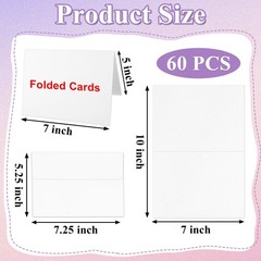 60 Sets 5×7 Inch 140lb 300gsm Blank Watercolor Cards With Envelopes Cotton