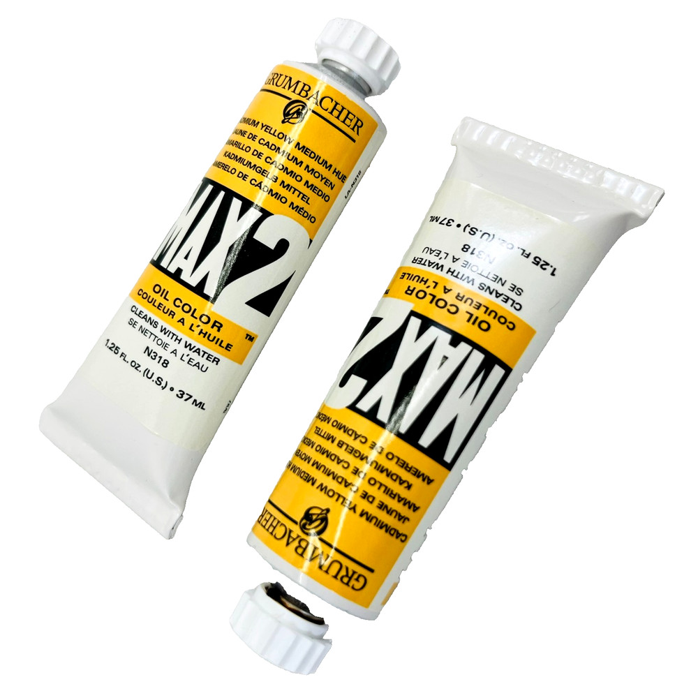 Set of 2 Vintage Grumbacher Max 2 Artists’ Oil Paint CADMIUM YELLOW 1.25 Fl Oz