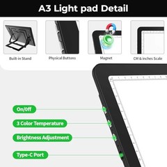 Zocelight Rechargeable A3 Light Board with Built-in Stand & Bag,Super Bright …