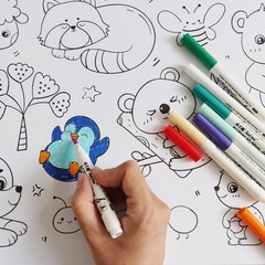 2 Pack Coloring Paper Rolls for Kids, Sticky Large Children Drawing Paper Roll,