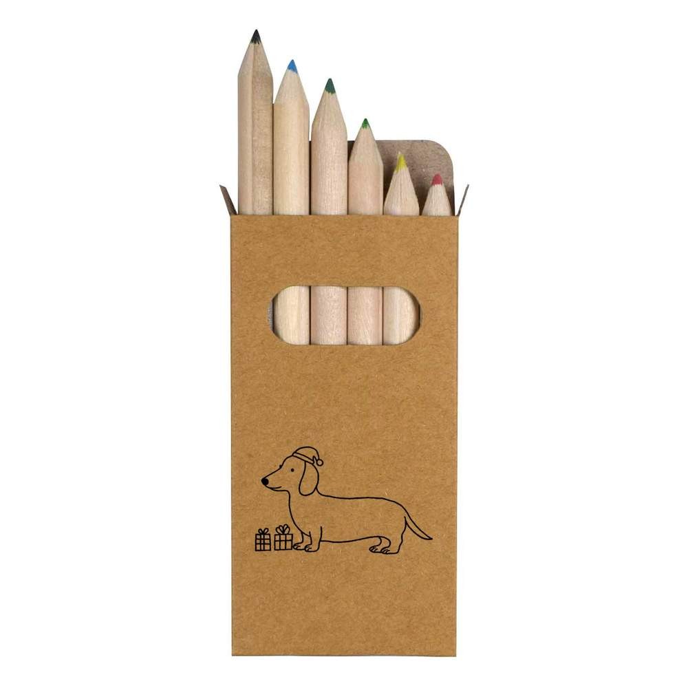 6 x ‘Funny Christmas Dachshund’ Short Colour Pencils (PE00086250)